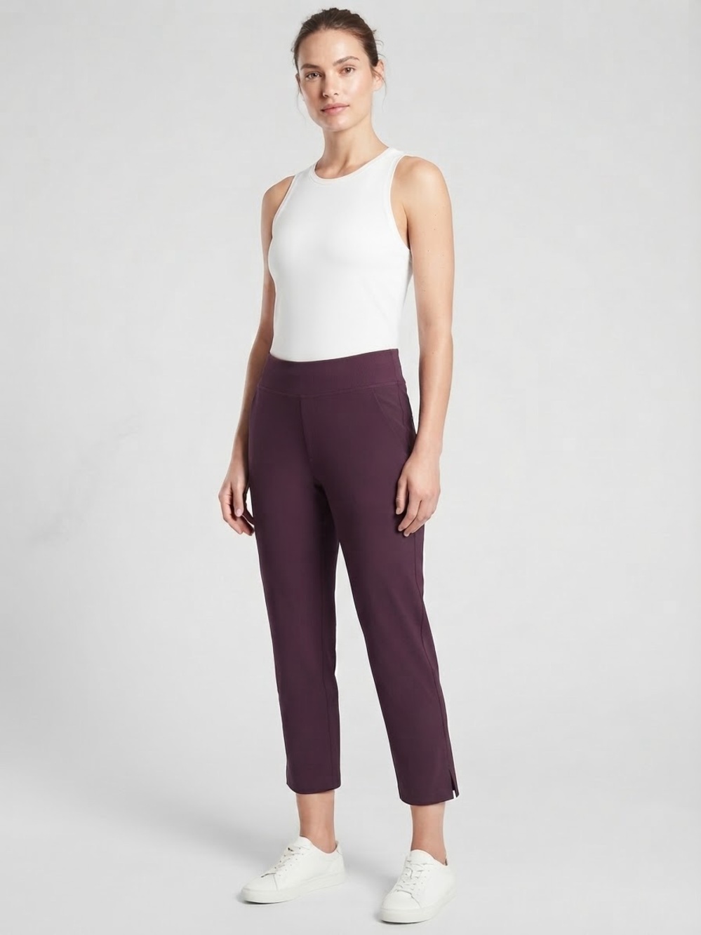 Athleta Plum Purple Athleisure Joggers Career Pants Size 8 Vibe Minimalist